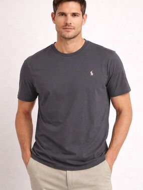 Polo by Ralph Lauren Short Sleeve Crew Tee in Charcoal with Embroidered Pony